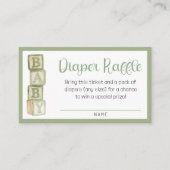 Sage Green Diaper Raffle Card | Baby Shower Insert エンクロージャーカード (正面)