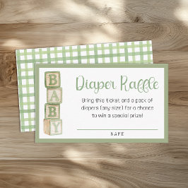Sage Green Diaper Raffle Card | Baby Shower Insert エンクロージャーカード