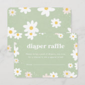 Sage Green Diaper Raffle Daisies エンクロージャーカード (正面/裏面)