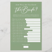 Sage Green Do You Know the Bride Well Shower Game (正面)