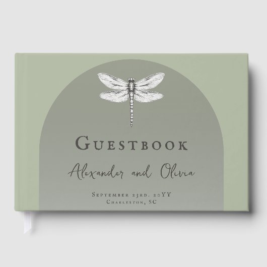 sage green dragonfly wedding ゲストブック (正面)