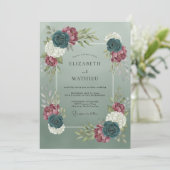 Sage Green Dramatic Botanical Wedding 招待状 (スタンド正面)