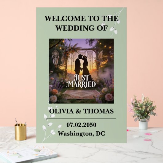 Sage Green Dream Pattern Wedding アクリルサイン (ウェディング)