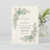 Sage Green Dreamy Blossom Wedding 招待状 (スタンド正面)