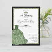 Sage Green Dress and Tiara 18th Birthday Debut  招待状 (スタンド正面)