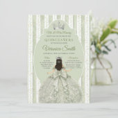 Sage Green Dress with Bow Quinceañera Birthday 招待状 (スタンド正面)