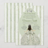 Sage Green Dress with Bow Quinceañera Birthday 招待状 (正面/裏面)