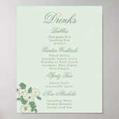 Sage Green Drinks Menu Table Sign ポスター (正面)