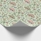 Sage Green Earthy Mushroom Seamless Pattern ラッピングペーパー (角)
