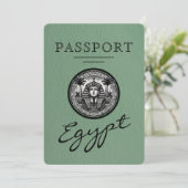Sage Green Egypt Passport Wedding Invitation 招待状 (スタンド正面)