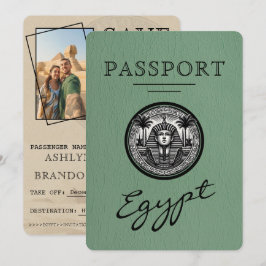 Sage Green Egypt Passport Wedding Save the Date セーブザデート