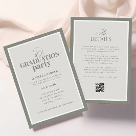 Sage Green Elegant 卒業パーティー | RSVP QRコード 招待状