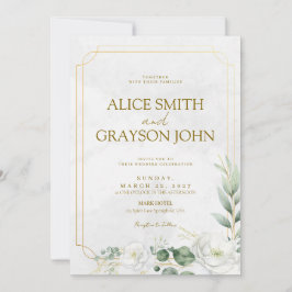 Sage Green Elegant Boho Floral Modern Wedding  招待状