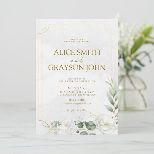 Sage Green Elegant Boho Floral Modern Wedding  招待状 (スタンド正面)