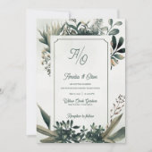 Sage Green Elegant Botanical Greenery Wedding 招待状 (正面)