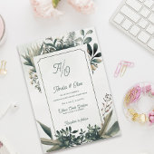 Sage Green Elegant Botanical Greenery Wedding 招待状