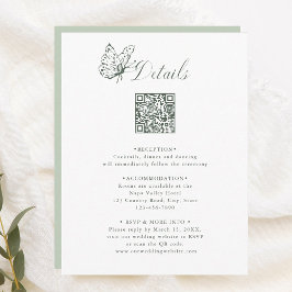 Sage Green Elegant Calligraphy Wedding Details エンクロージャーカード