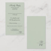 Sage Green Elegant Calligraphy Wedding RSVP Card 名刺 (正面/裏面)