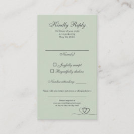 Sage Green Elegant Calligraphy Wedding RSVP Card 名刺