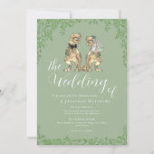 Sage Green Elegant Dinosaur Wedding QR Code 招待状 (正面)