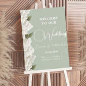 Sage Green Elegant Embossed Floral Wedding Sign ポスター