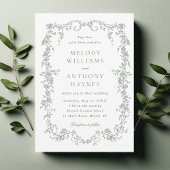 Sage Green Elegant French Floral Wedding  招待状