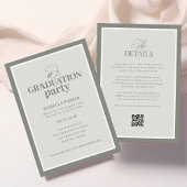 Sage Green Elegant Graduation Party | RSVP QR Code 招待状