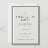 Sage Green Elegant Graduation Party | RSVP QR Code 招待状 (正面)
