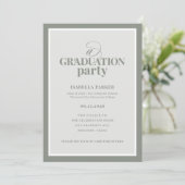 Sage Green Elegant Graduation Party | RSVP QR Code 招待状 (スタンド正面)