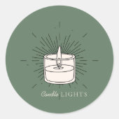 Sage green Elegant Light Handmade Candle ラウンドシール (正面)