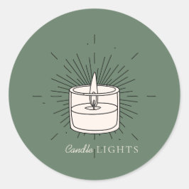 Sage green Elegant Light Handmade Candle ラウンドシール