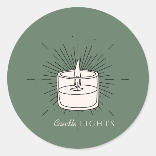 Sage green Elegant Light Handmade Candle ラウンドシール (正面)