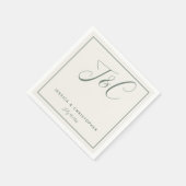 Sage Green Elegant Minimalist Monogram Initials スタンダードカクテルナプキン (角)