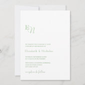 sage green elegant minimalist wedding invitation 招待状 (正面)