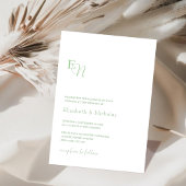 sage green elegant minimalist wedding invitation 招待状