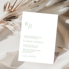 sage green elegant minimalist wedding invitation 招待状