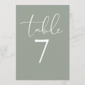 Sage Green Elegant Modern Script Table Number 招待状 (裏面)