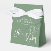 Sage Green Elegant Script Baby Shower フェイバーボックス (正面サイド)