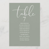 Sage Green Elegant Seating Plan Table Number 招待状 (裏面)