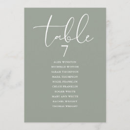 Sage Green Elegant Seating Plan Table Number 招待状