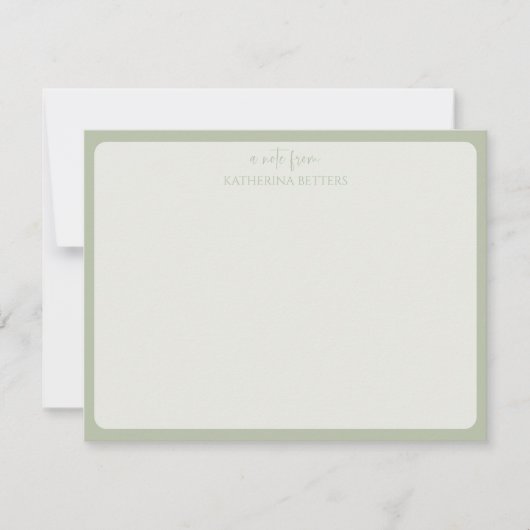 Sage Green Elegant Simple Statnionery Note Card 招待状 (正面)