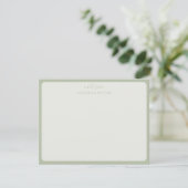 Sage Green Elegant Simple Statnionery Note Card 招待状 (スタンド正面)