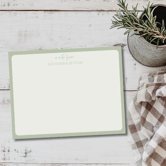 Sage Green Elegant Simple Statnionery Note Card 招待状