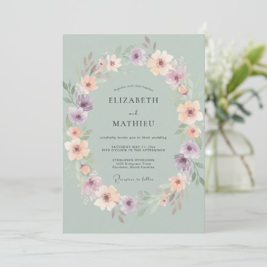 sage green elegant Spring wedding 招待状 (スタンド正面)