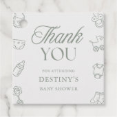Sage Green Elegant Thank You Baby Shower フェイバータグ (正面)