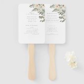 Sage Green–Elegant White Floral Botanical wedding ハンドファン (正面&裏面)