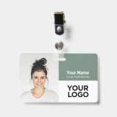 Sage Green Employee企業の Photoロゴ名 バッジ (正面 (クリップ付))