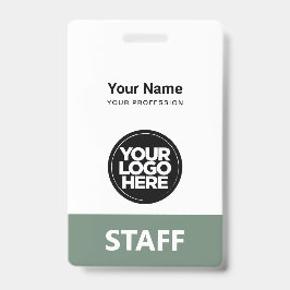 Sage Green Employee Name Business Logo Qrコード バッジ