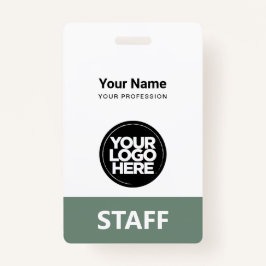 Sage Green Employee Name Business Logo Qrコード バッジ