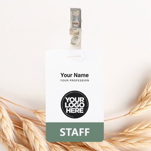 Sage Green Employee Name Business Logo Staffラベル バッジ